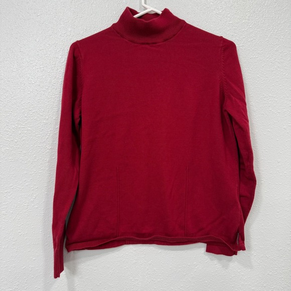 WOOLRICH Womens Ruby Red Cotton Turtleneck Sweater Size L - Picture 1 of 8